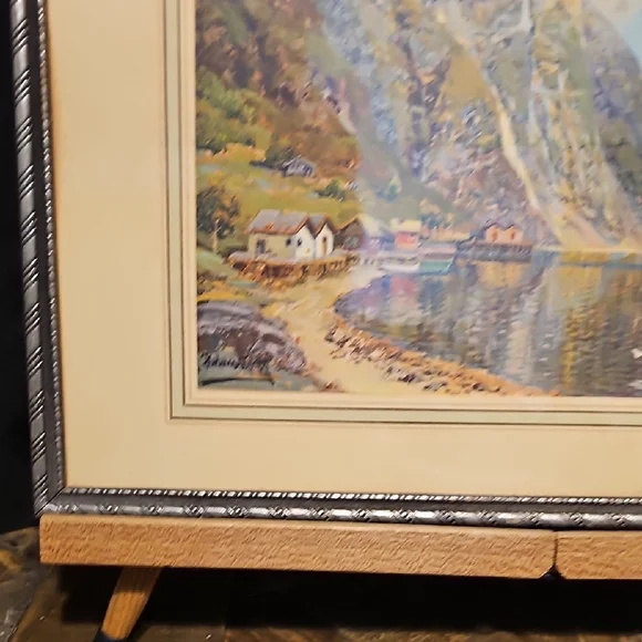 VTG Framed Mountain Landscape - The Fjord at Balestrand. - Picture 8 of 10